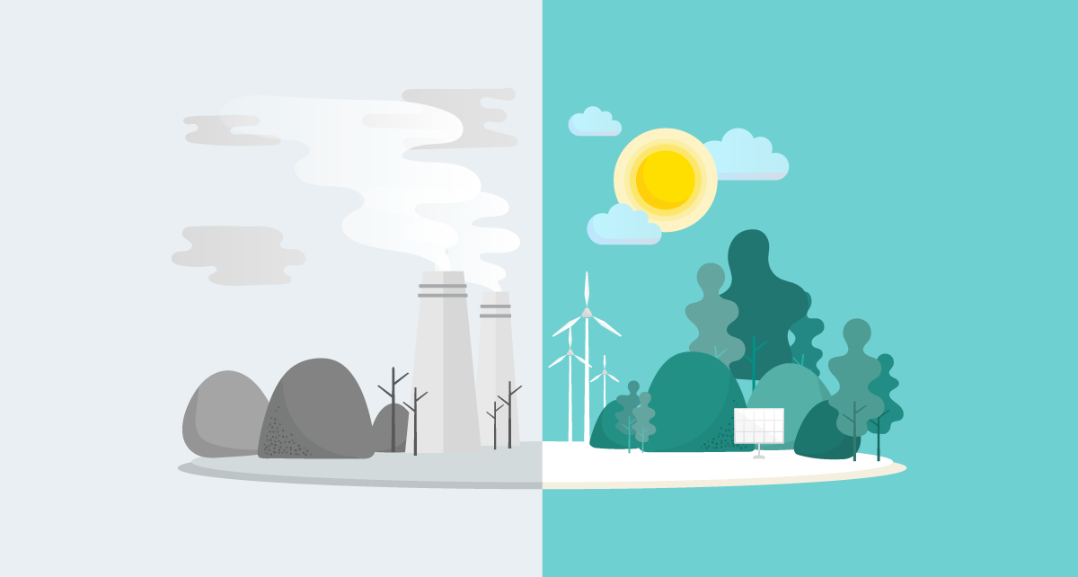 Sustainable tech and analytics illustration