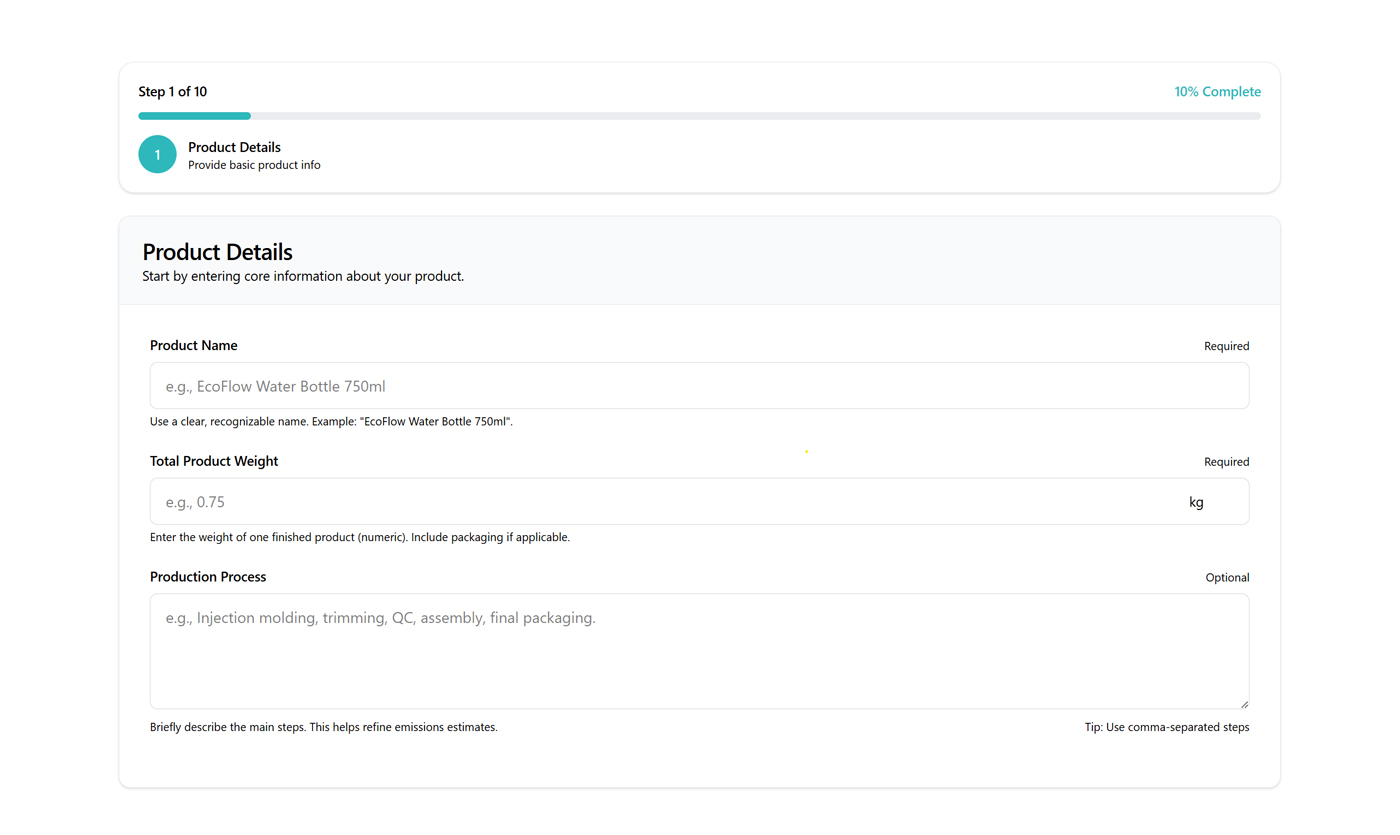 Desktop app mockup showing calculator steps